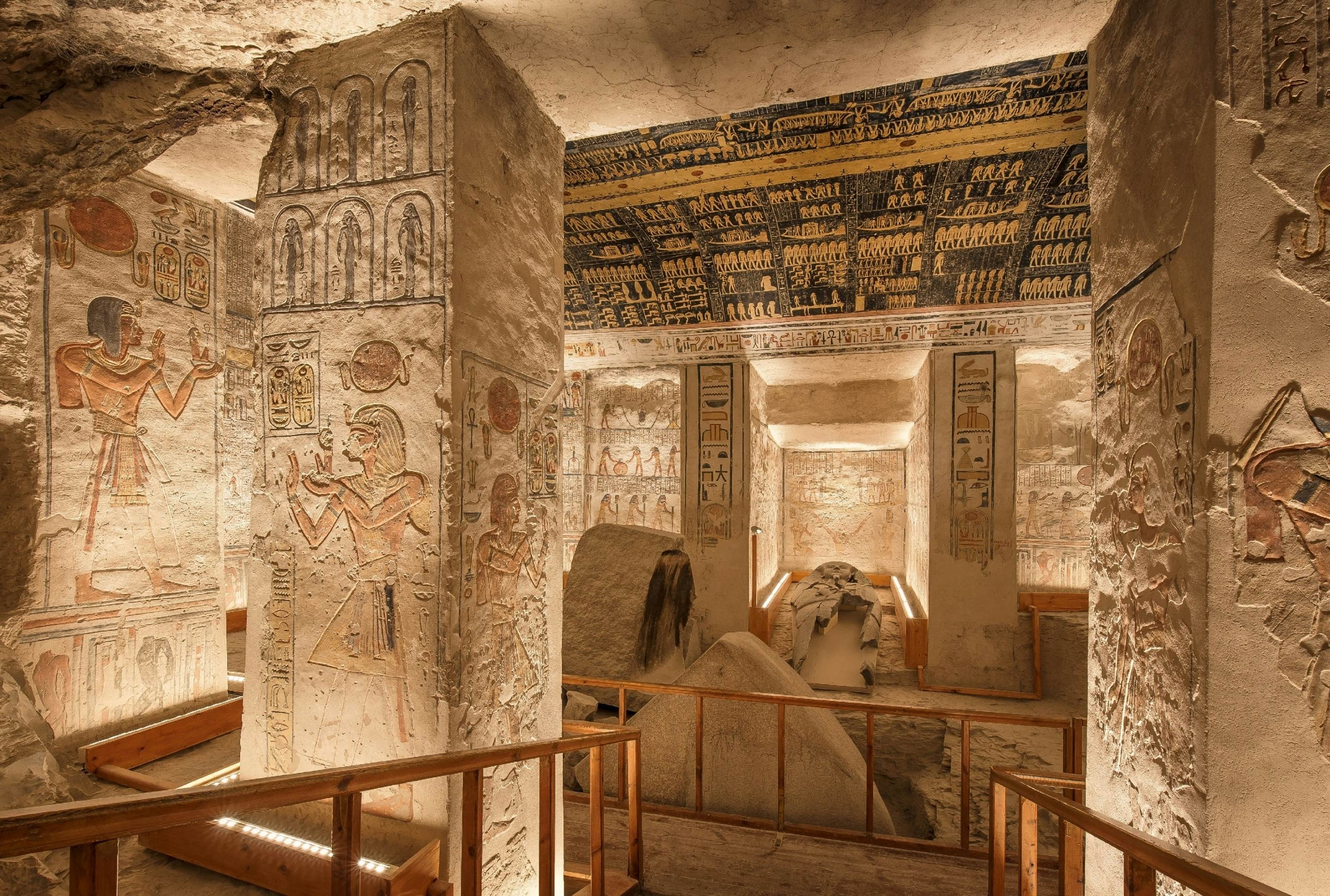 Ramesses VI tomb interior with unique details, captured in Valley of the Kings, Luxor Egypt