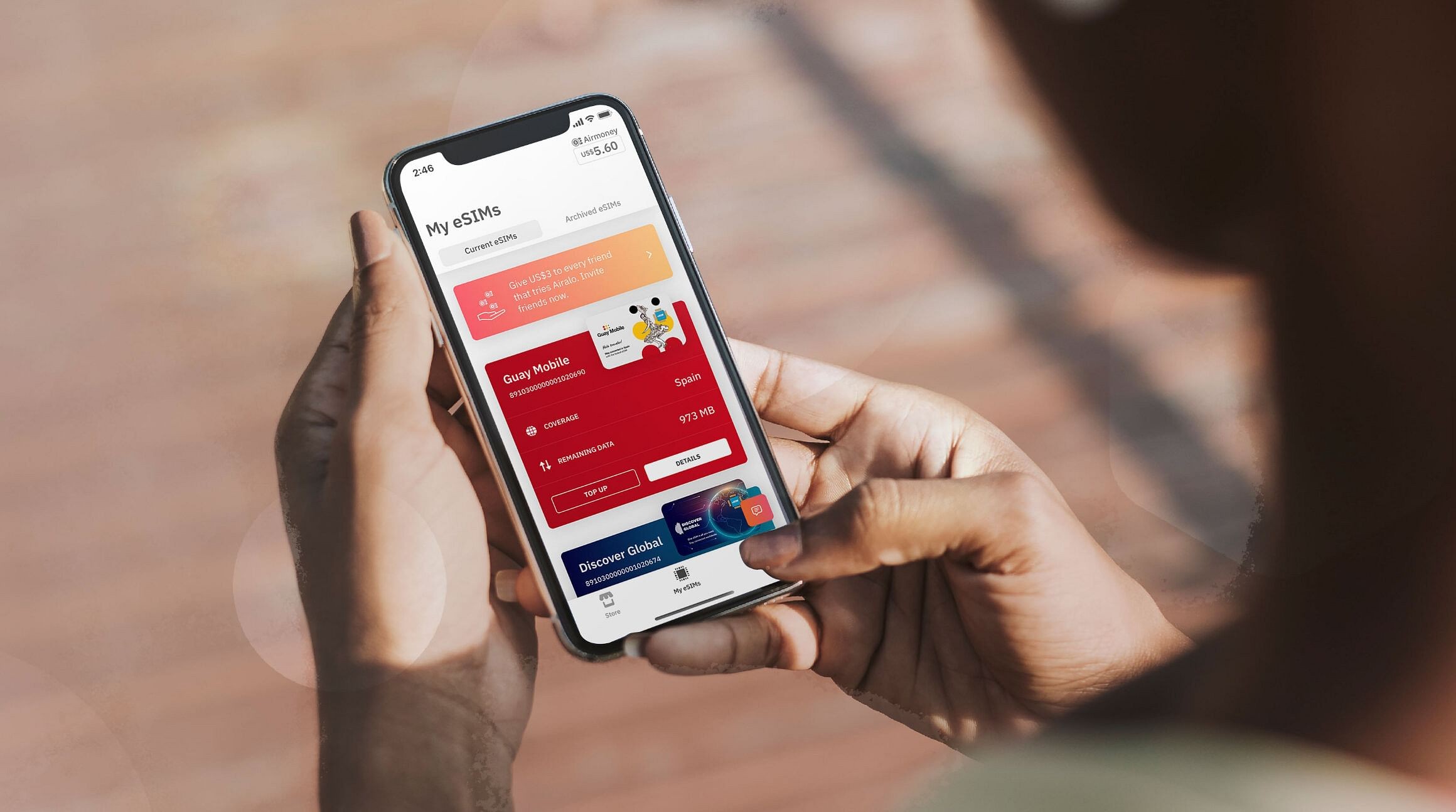 Airalo eSIM for Spain open on a smartphone