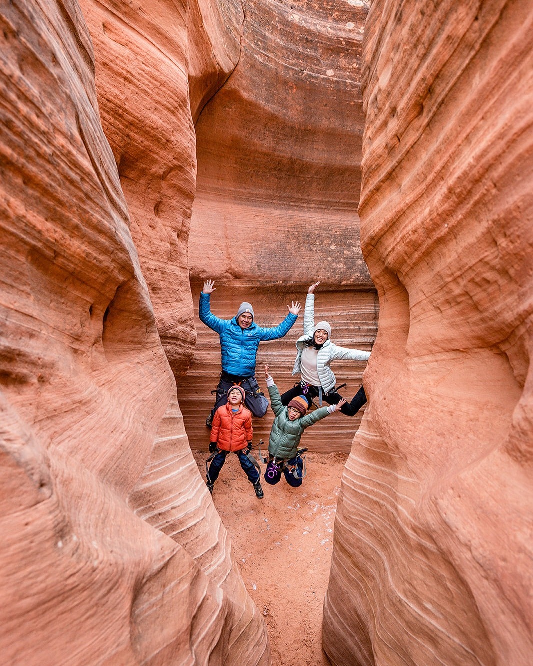Canyoneering adventure with family, captured by Zion Adventure Photog, highlighting a unique Spring Break activity in 2021