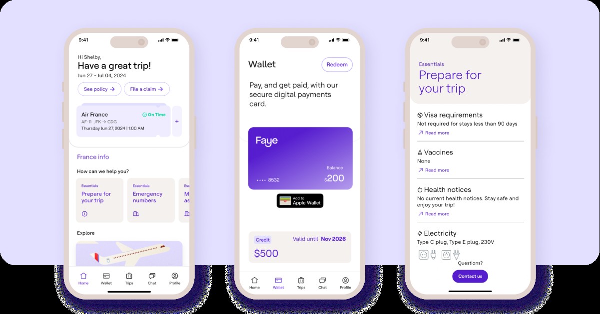 Faye App Screens