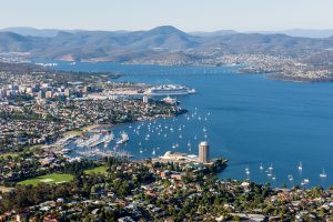 Aerial view of Hobart (Sandy Bay), Tasmania, Australia