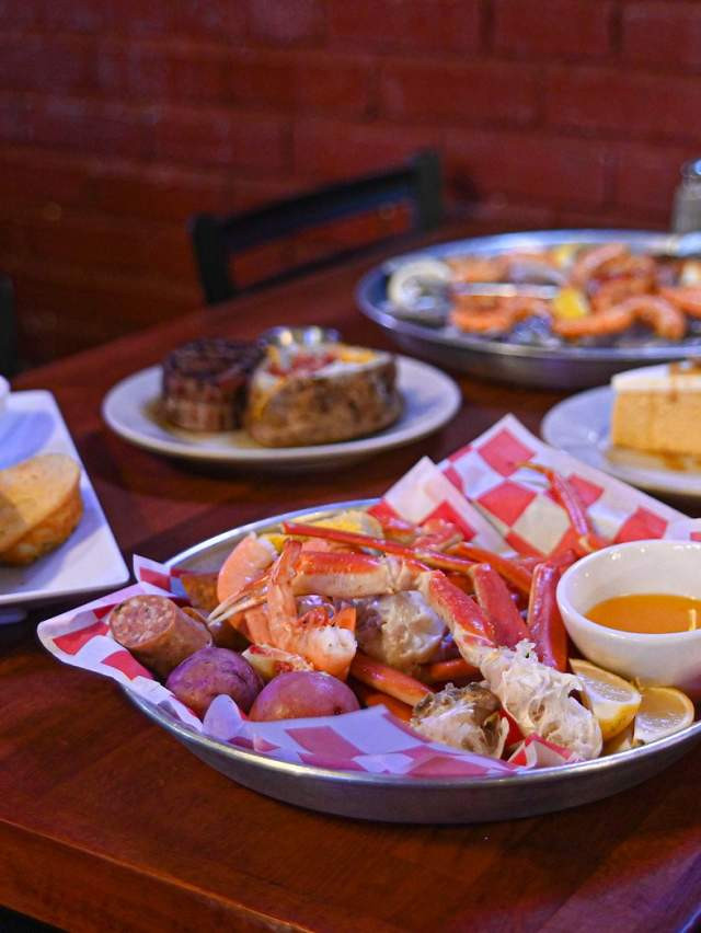 Delicious crab legs, steak, and pie at AJs Oyster House in Fort Smith.