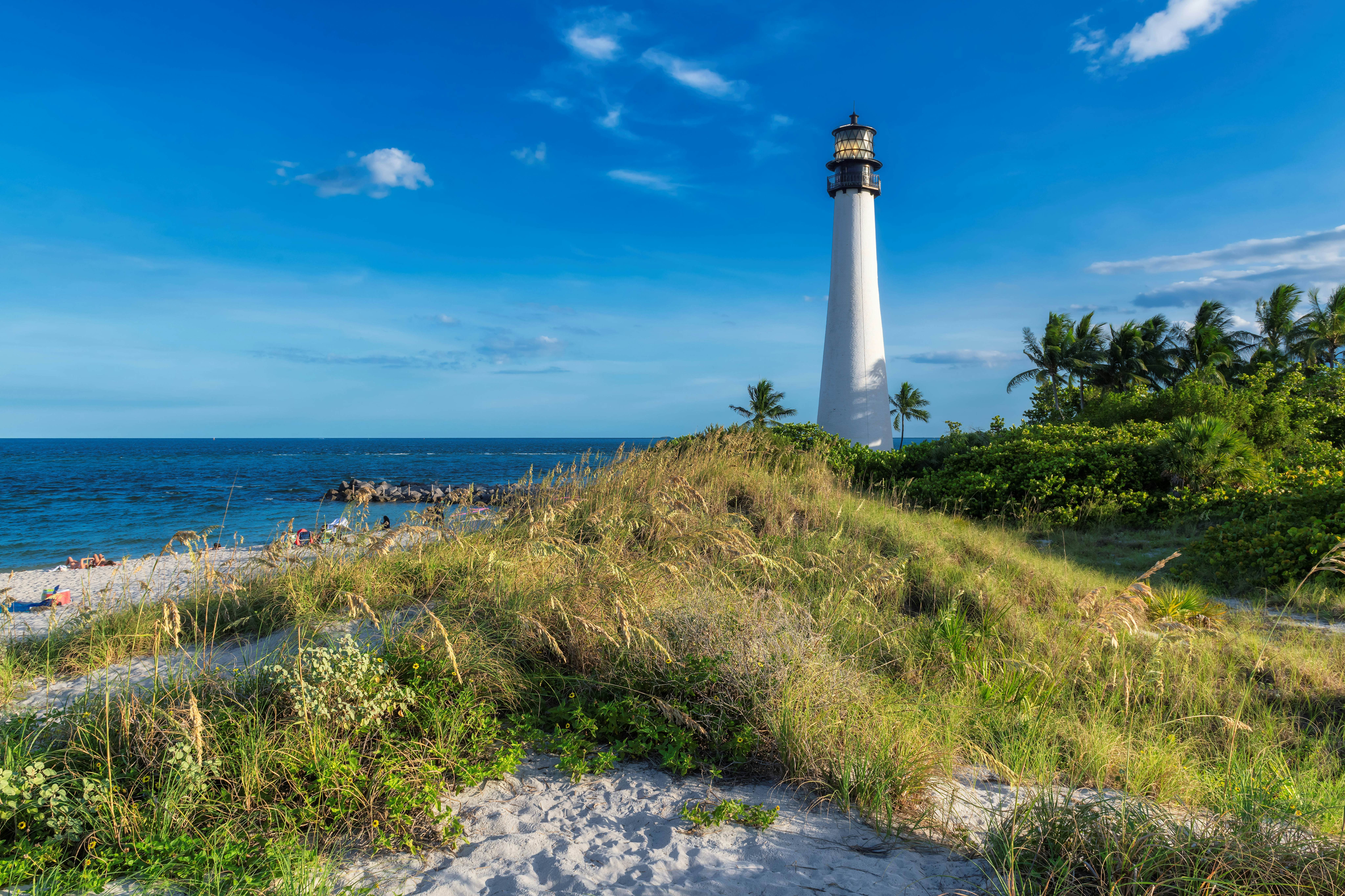 Cape Florida Lighthouse on the beach at Key Biscayne