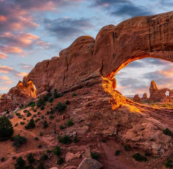 Arches National Park landscape with red rock formations