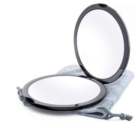 Small hand mirror for quick touch-ups during travel