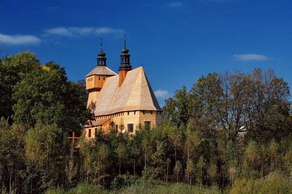 The Assumption Church in Haczów, Podkarpackie Voivodeship, one of the wooden Tserkvas of the Carpathian Region, showcasing architectural traditions and religious influences.