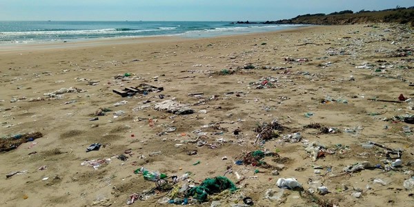 Polluted beach