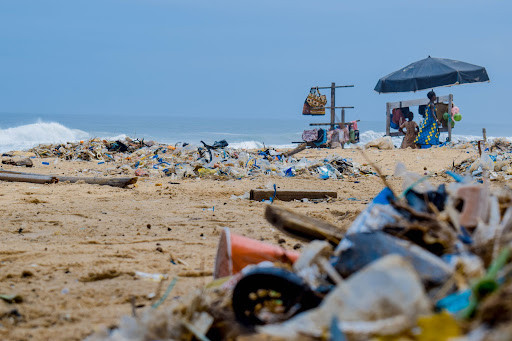 Beach pollution from tourists