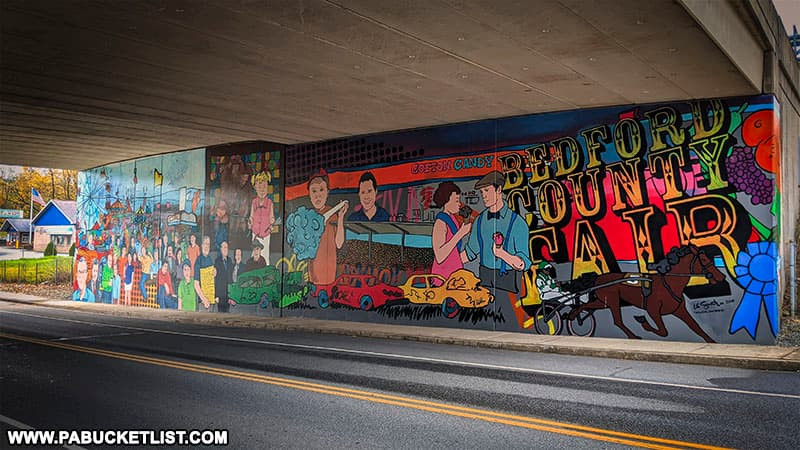 The Bedford Fair Mural along Business Route 30 on the I99 underpass
