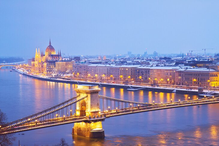 View over Budapest in Winter