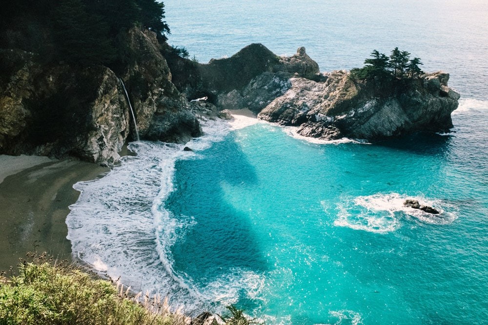 Rocky cliffs and blue ocean are abundant in Big Sur and Monterey, California