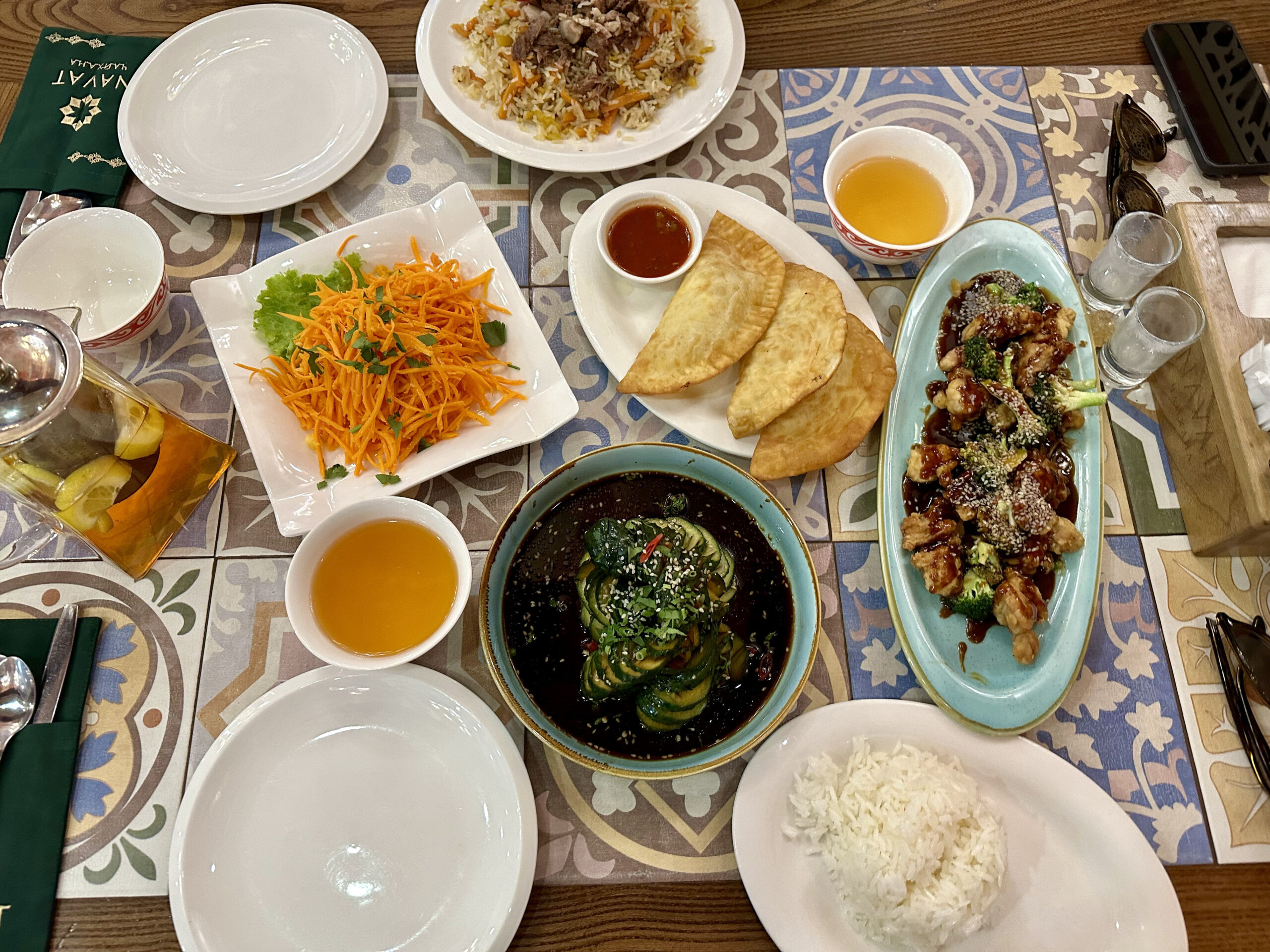 Eating traditional Kyrgyz food in Bishkek