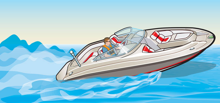 Navigating a boat near docks