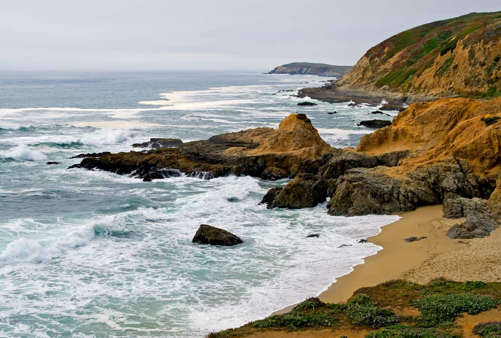 Bodega Bay California coastal town with clear skies