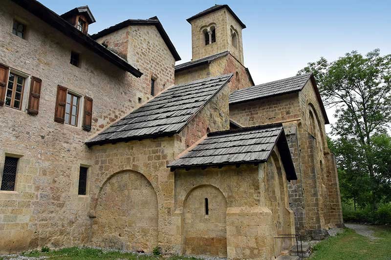 Boscodon Abbey, Crots: A beautifully restored Romanesque building offering insights into medieval crafts and monastic life