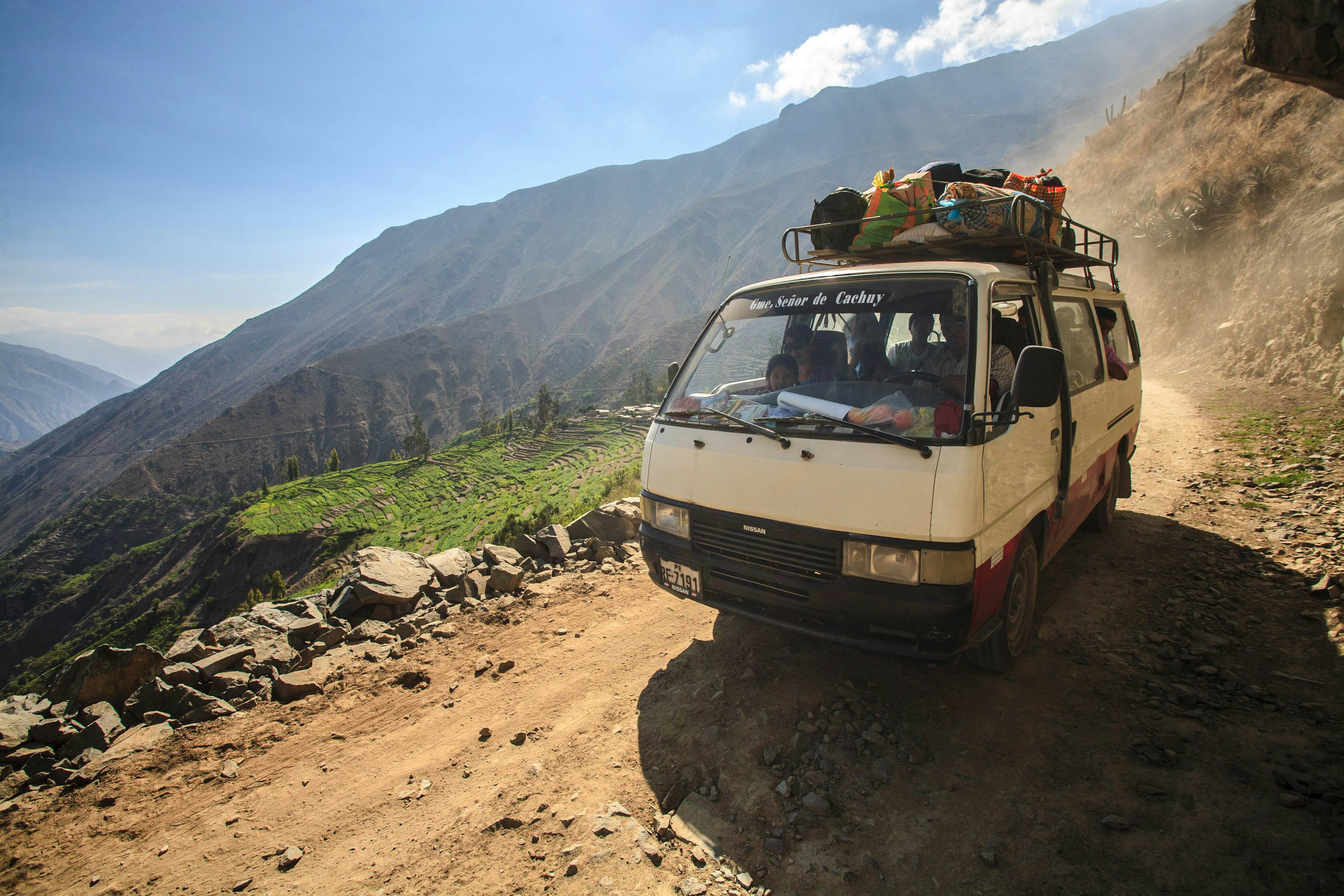 Bus in the Andes Peru