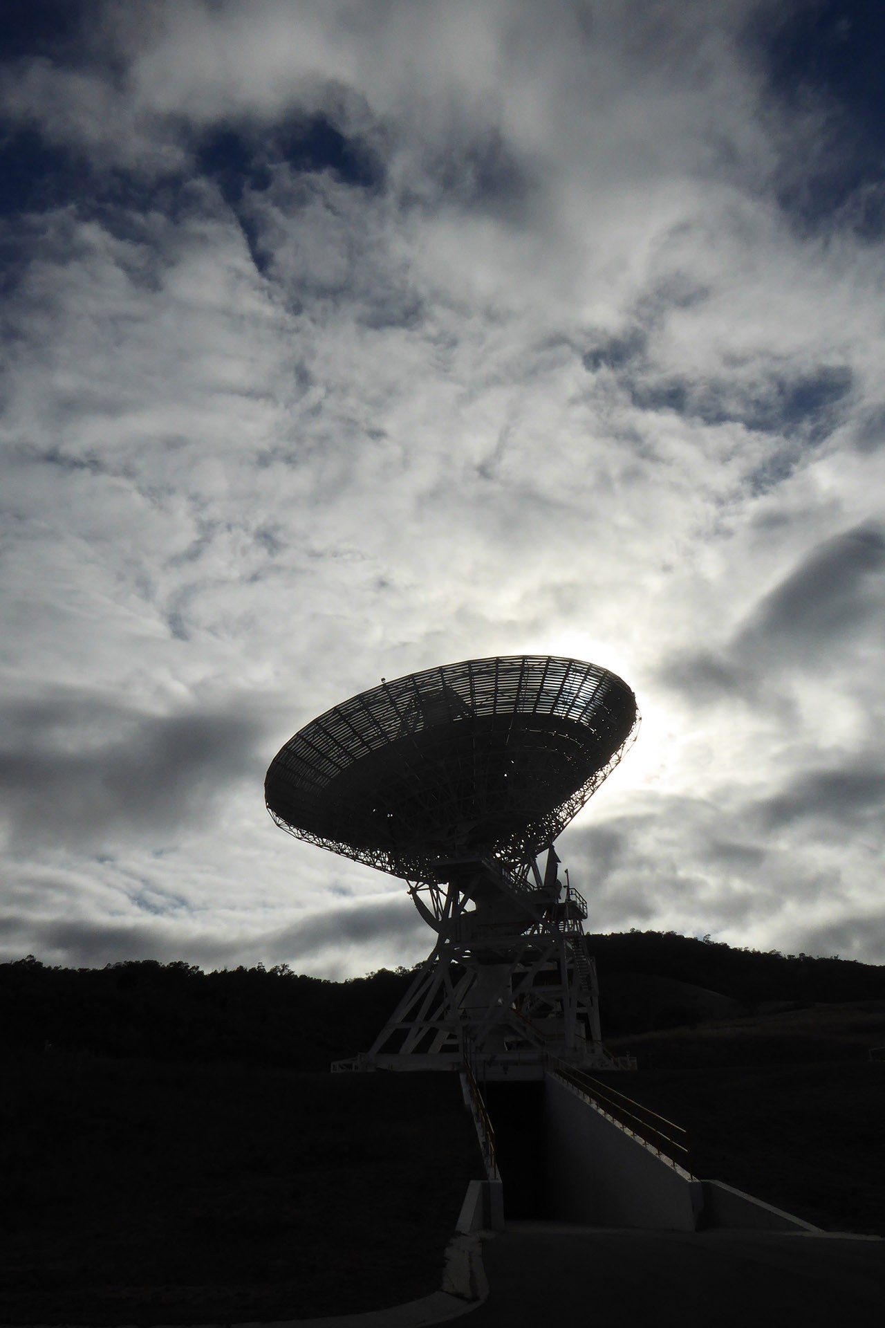 A 112-foot-wide antenna at Canberra Deep Space Communications Complex near Canberra, Australia