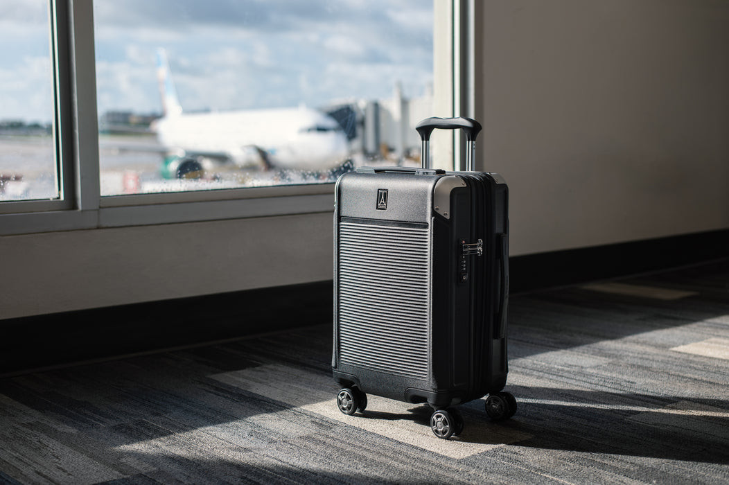 Woman standing near luggage
