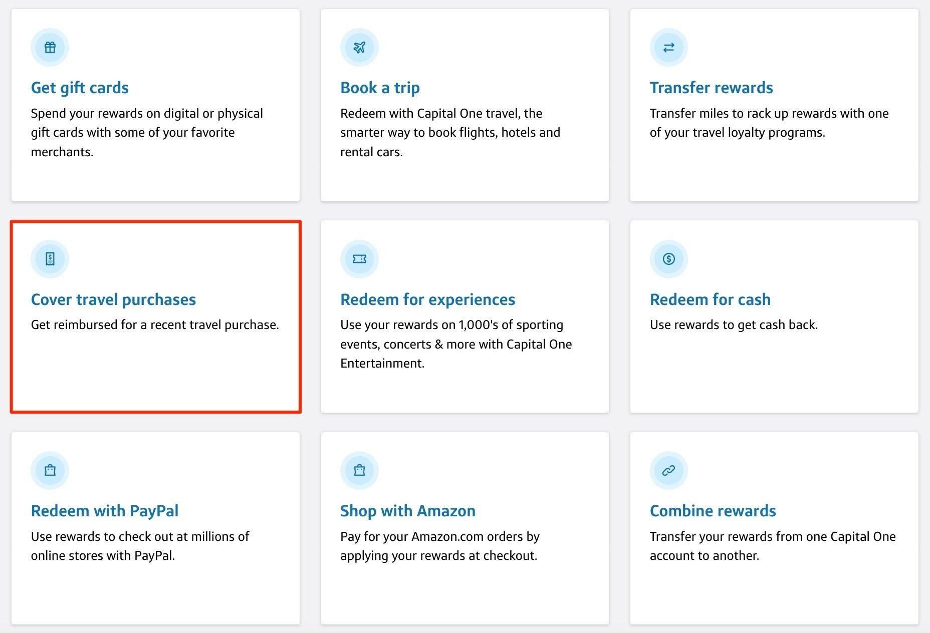Options for redeeming capital one miles