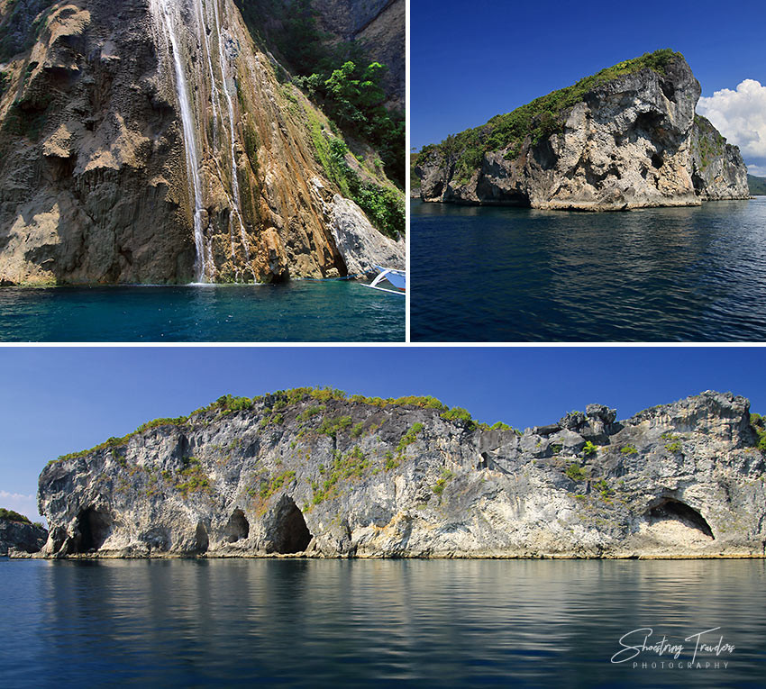 Picturesque Catandayagan Falls cascading into the sea, Ticao
