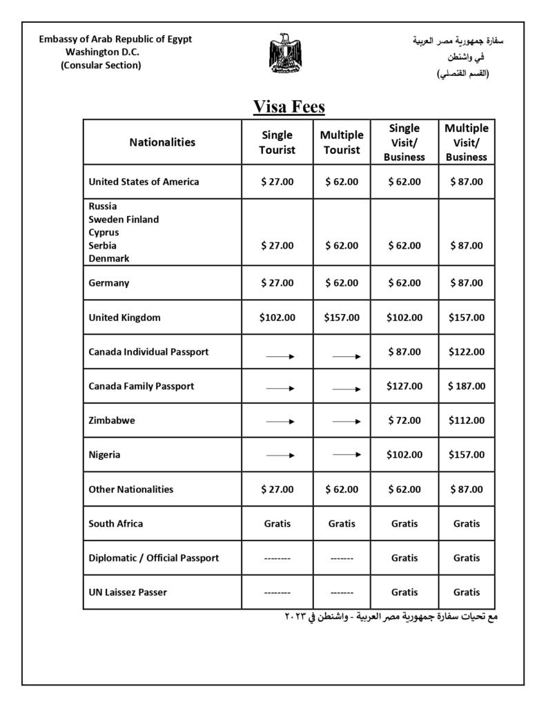Egyptian Visa Application Form