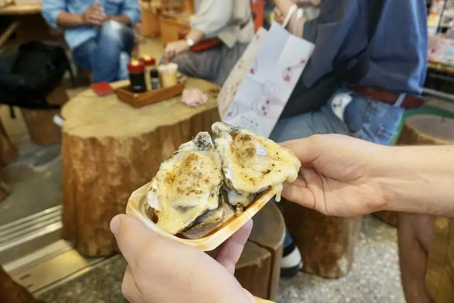 Cheesy oysters on Miyajima Island in Japan
