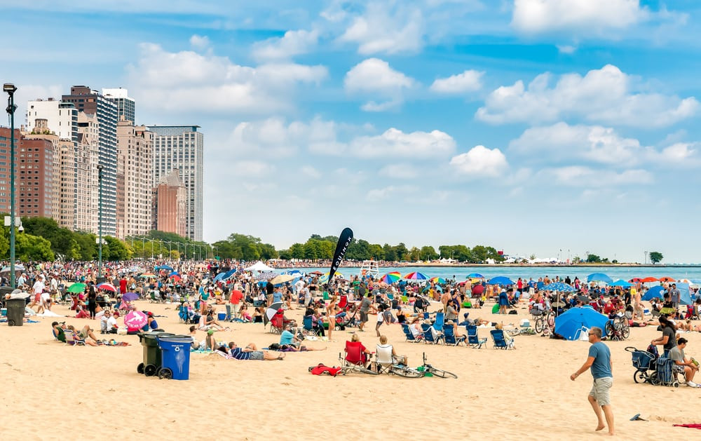 Chicago, Illinois beach in the summer lively festivals