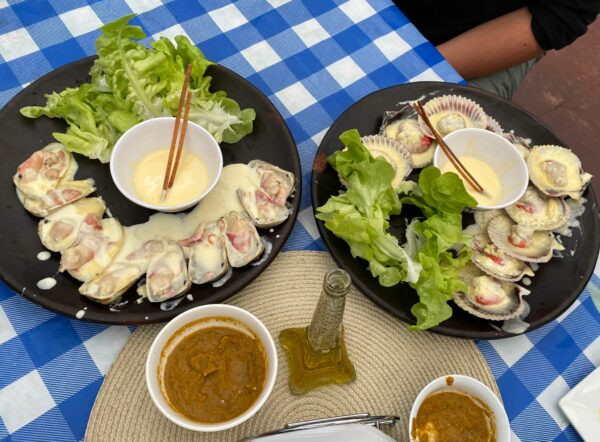 Delicious seafood in Valparaiso, showcasing the city's culinary delights, including fresh razor clams and scallops, highlighting the Chilean approach to seafood preparation.