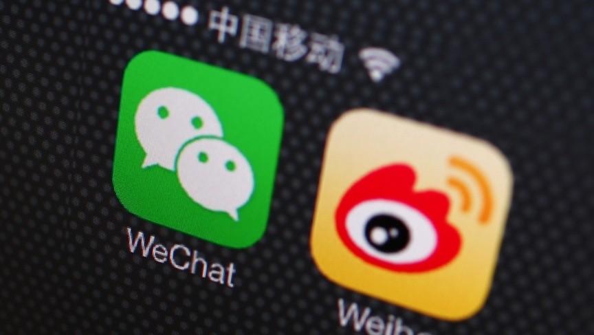 A smartphone showing Chinese social media