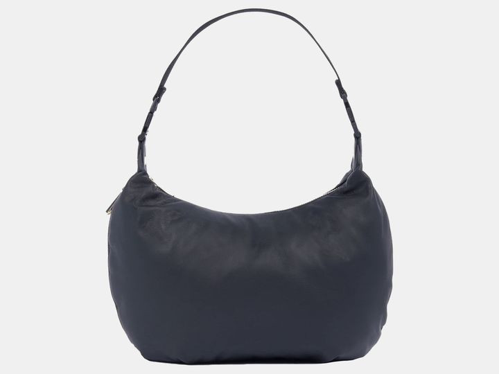Lo &amp; Sons Aoyama bag in navy sheepskin leather, offering a versatile and stylish option for travelers