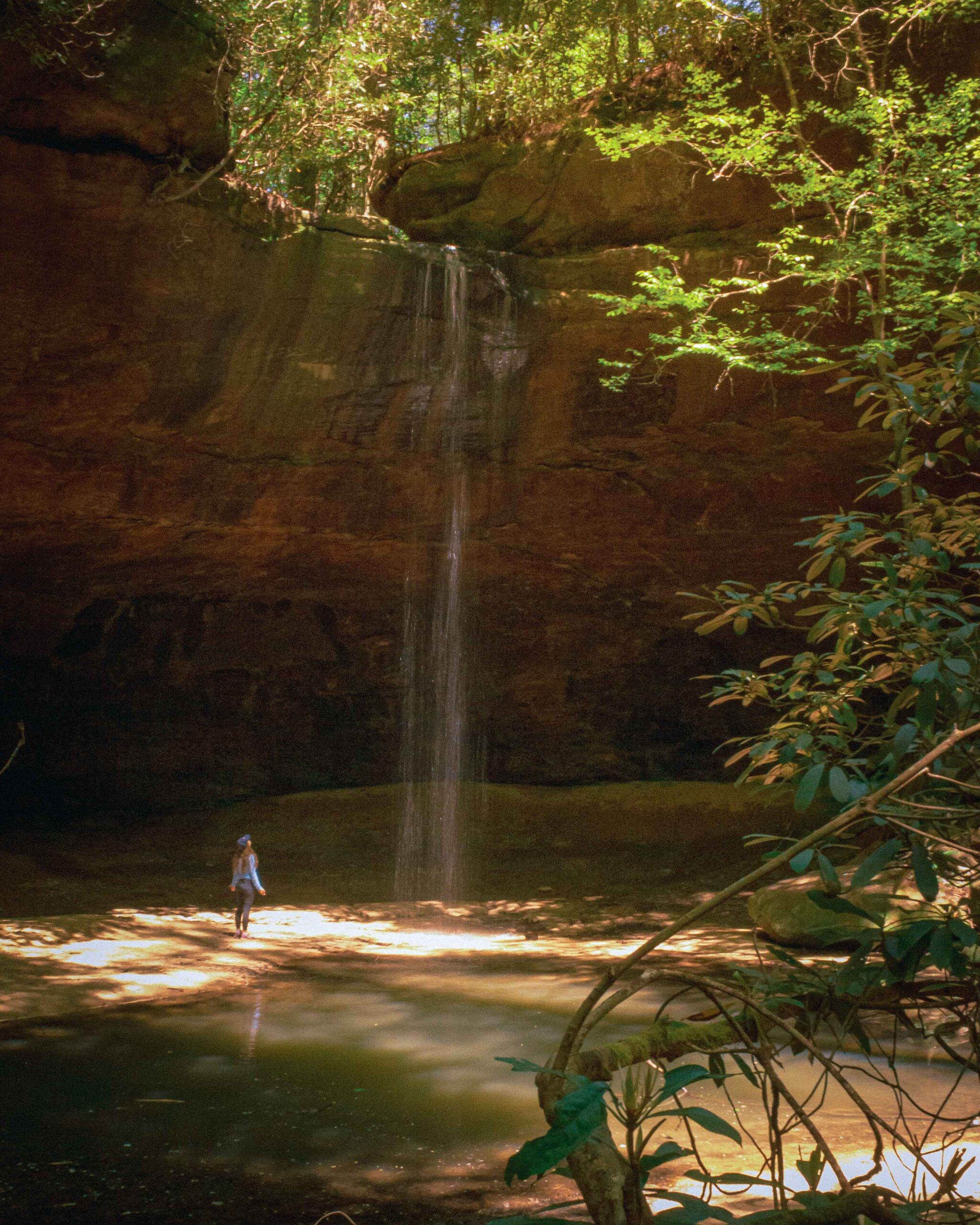 Hiking Copperas Falls in the Red River Gorge, offering beautiful Midwestern scenery