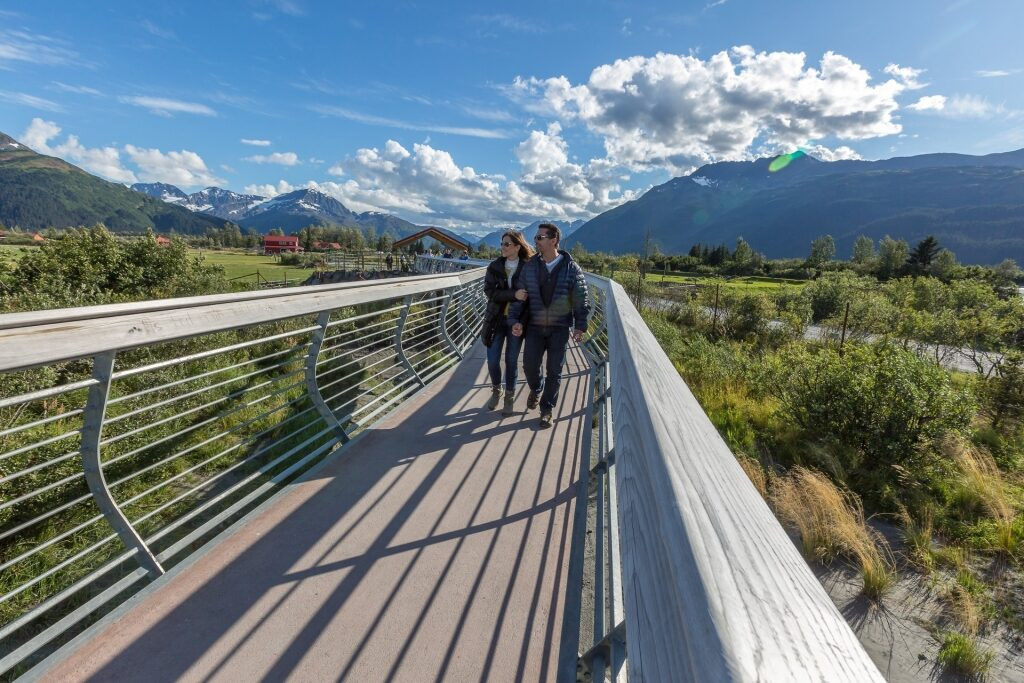 Couple exploring Alaska Wildlife Conservation Center in Seward