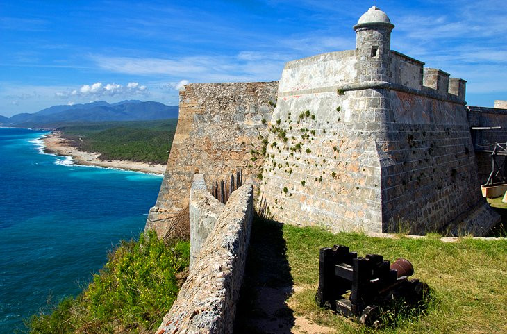 A view of Castillo de San Pedro del Morro in Santiago de Cuba, showcasing its historical architecture and strategic location