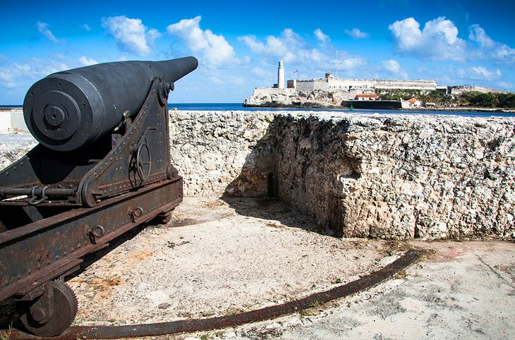 Parque Historico Militar in Havana, Cuba, featuring El Morro fortress overlooking the bay