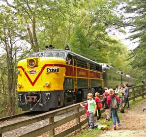 Children waiting to board the Cuyahoga Valley Scenic Railroad, a scenic tour through the National Park