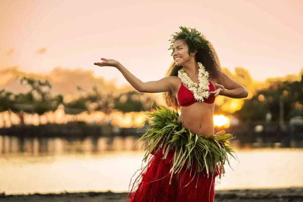 Dancer from The Islands of Tahiti with sunset Alikaphoto