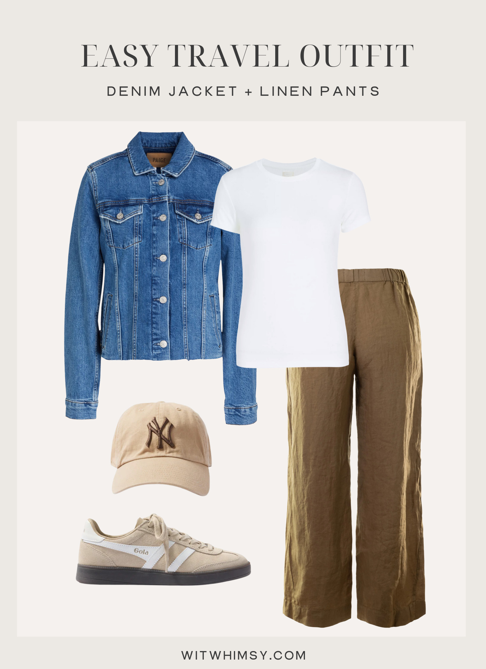 Woman in Denim Jacket and Linen Pants