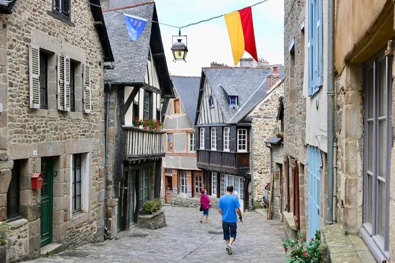 View of timbered houses in Dinan France