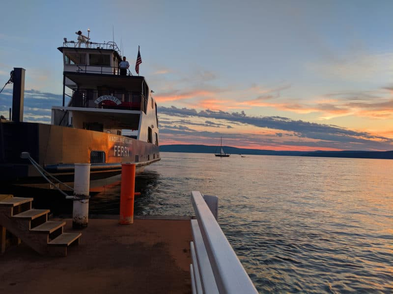 Docked Ferry w Sailboat