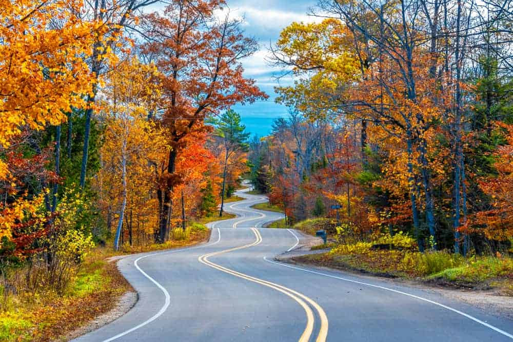 Door County Scenic Road showcasing fall colors