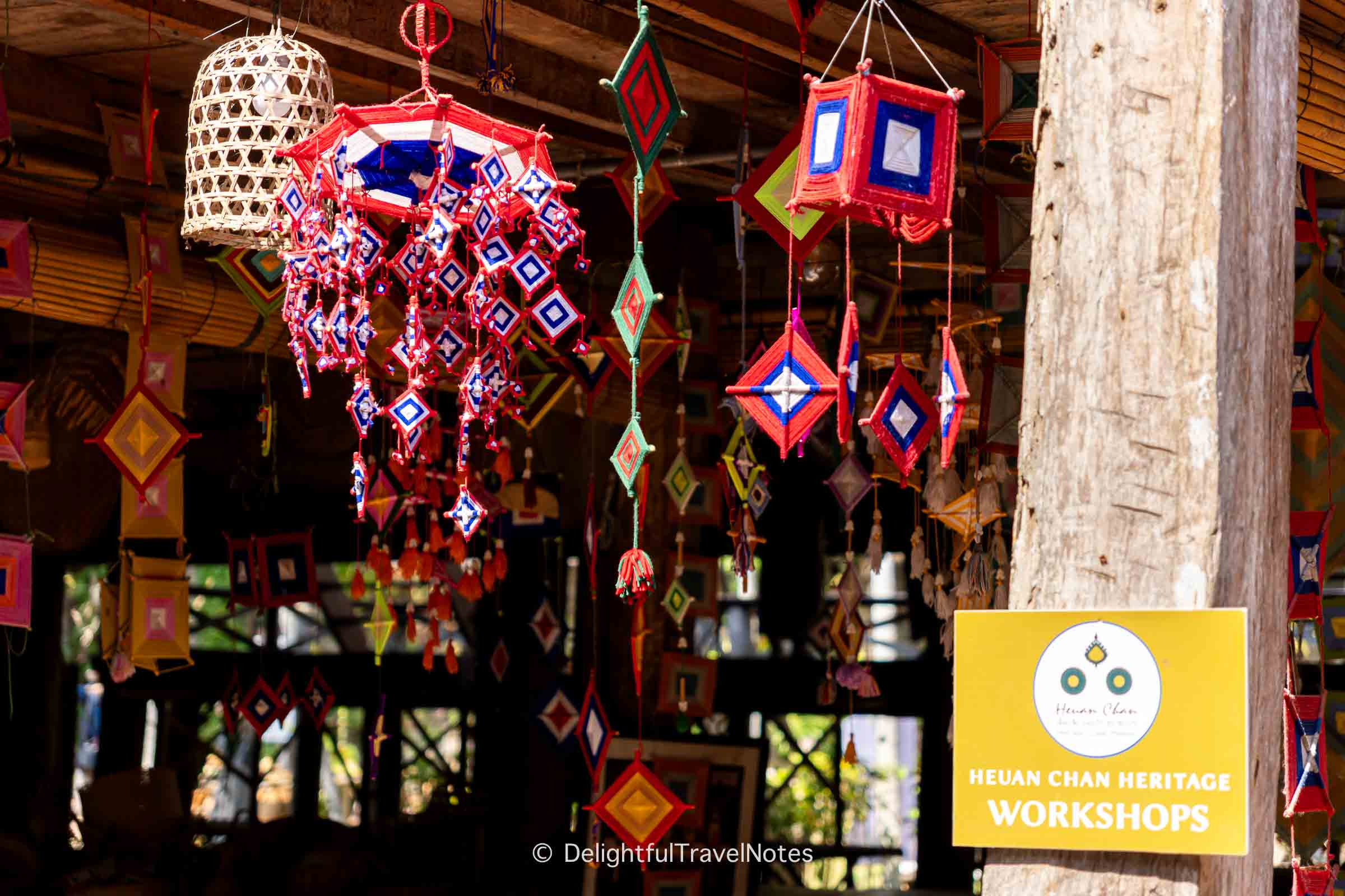 Dreamcatchers at the craft workshop in Heuan Chan Heritage House in Luang Prabang