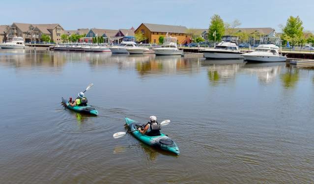 Kayaking on Lake Michigan in Sheboygan