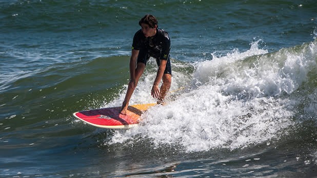 Person surfing in Montauk