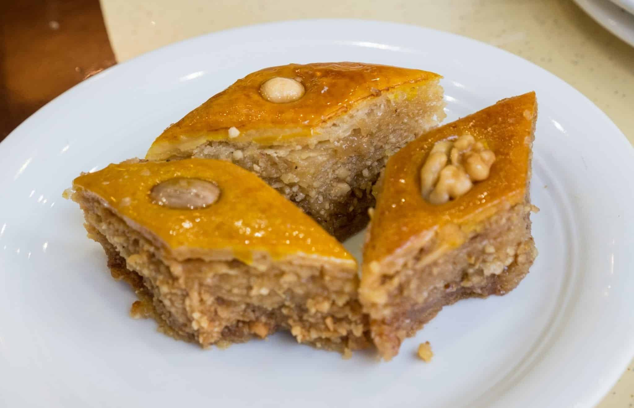 Fresh baklava, a traditional Azerbaijani pastry, showcasing the country's love for sweets and tea