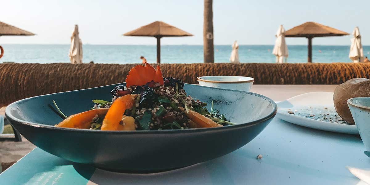 Dubai thriving food scene with beachfront view