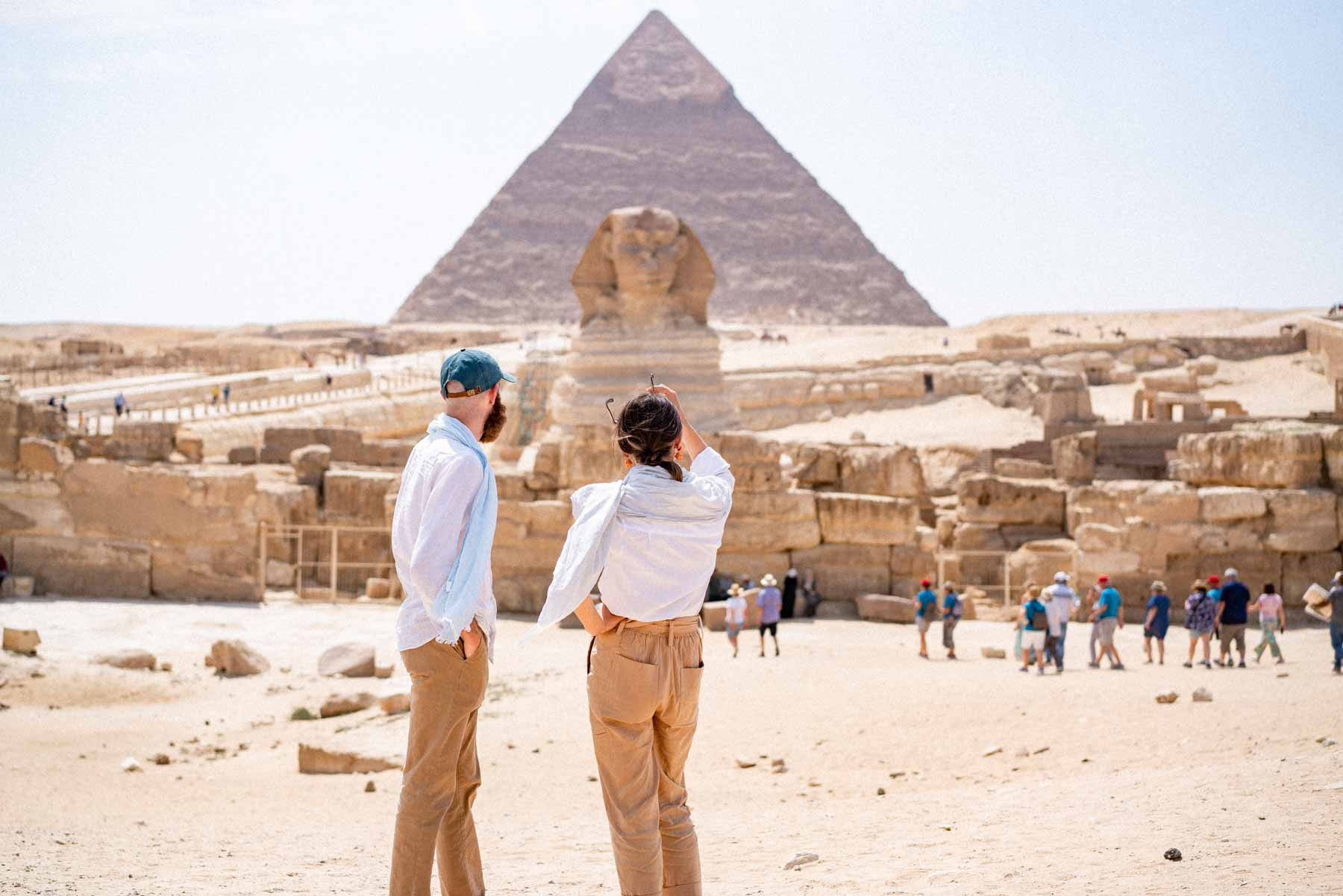 Pyramids of Giza and the Sphinx, iconic ancient structures