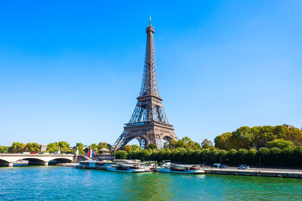 The Eiffel Tower with the river Seine in the front
