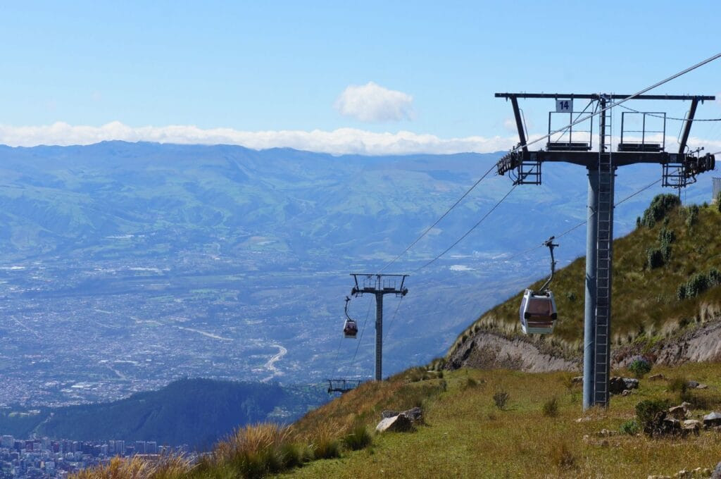 El TeleferiQo in Quito, Ecuador, ascending the Pichincha volcano and offering breathtaking views of the city for Quito tourism
