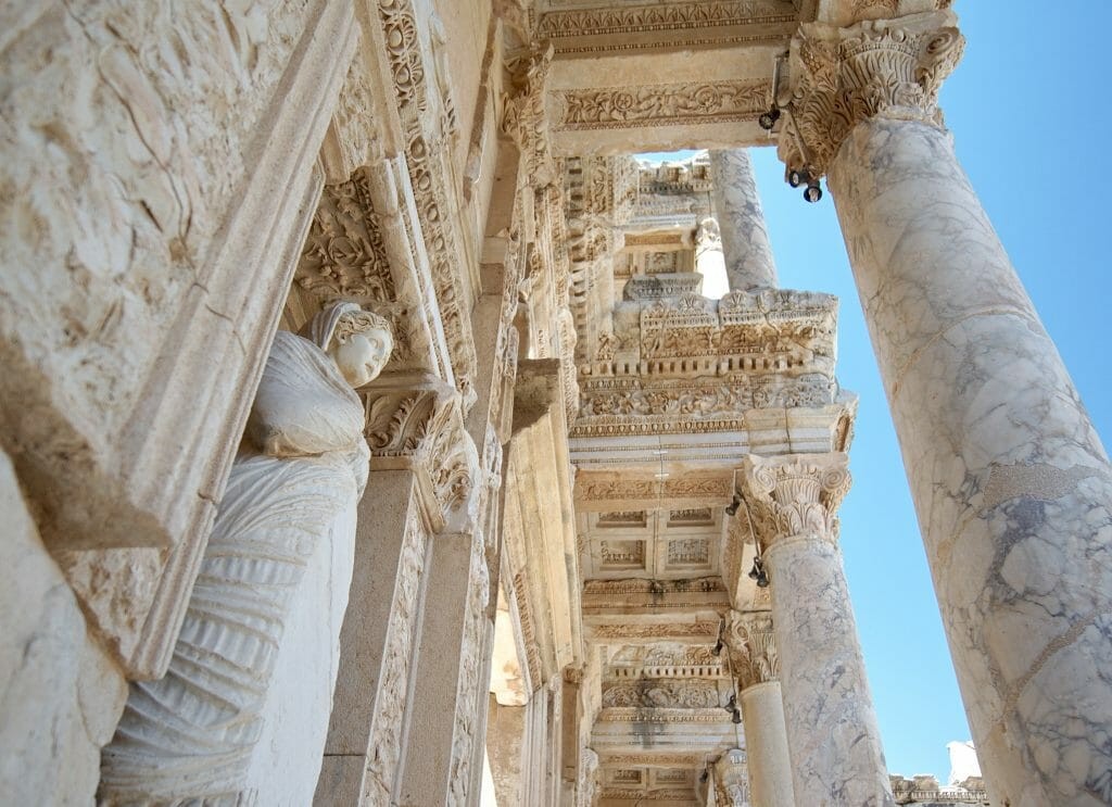 Ruins of the Library of Celsus in Ephesus, showcasing the ancient city's architectural grandeur