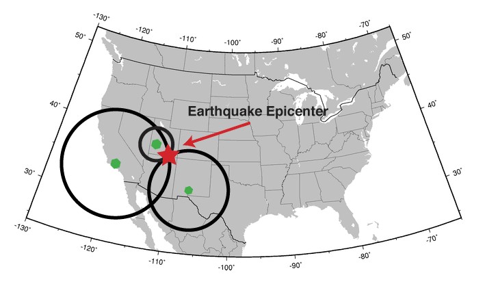 Triangulation to Locate Earthquake